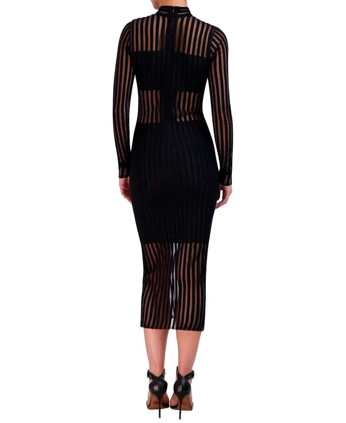 Shop Adjusted Midi Dress Wide Sleeve Rayas Terciopelo Women Casual