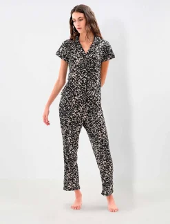 Sale Animal Print Leopard Loose Pajama Set Women Pajamas