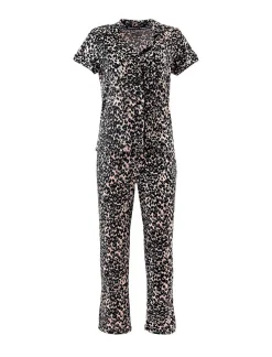Sale Animal Print Leopard Loose Pajama Set Women Pajamas