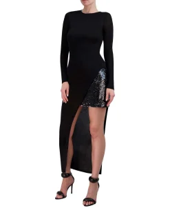 Best Sale Asymetric Jersey Dress With Lentejuelas Women Night