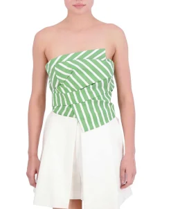 Hot Asymmetric Crop Top With Wrapping Effect With Pliegues Women Tops