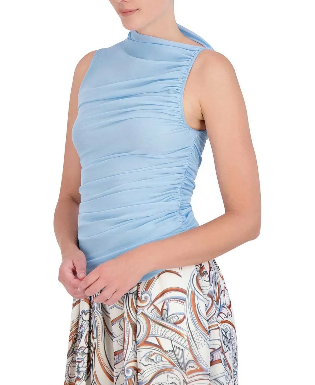 Cheap Asymmetric Fruncted Blouse Women Tops