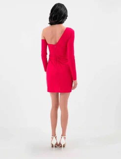 Outlet Asymmetric Fruncted Cut Dress With Wheel Women Night
