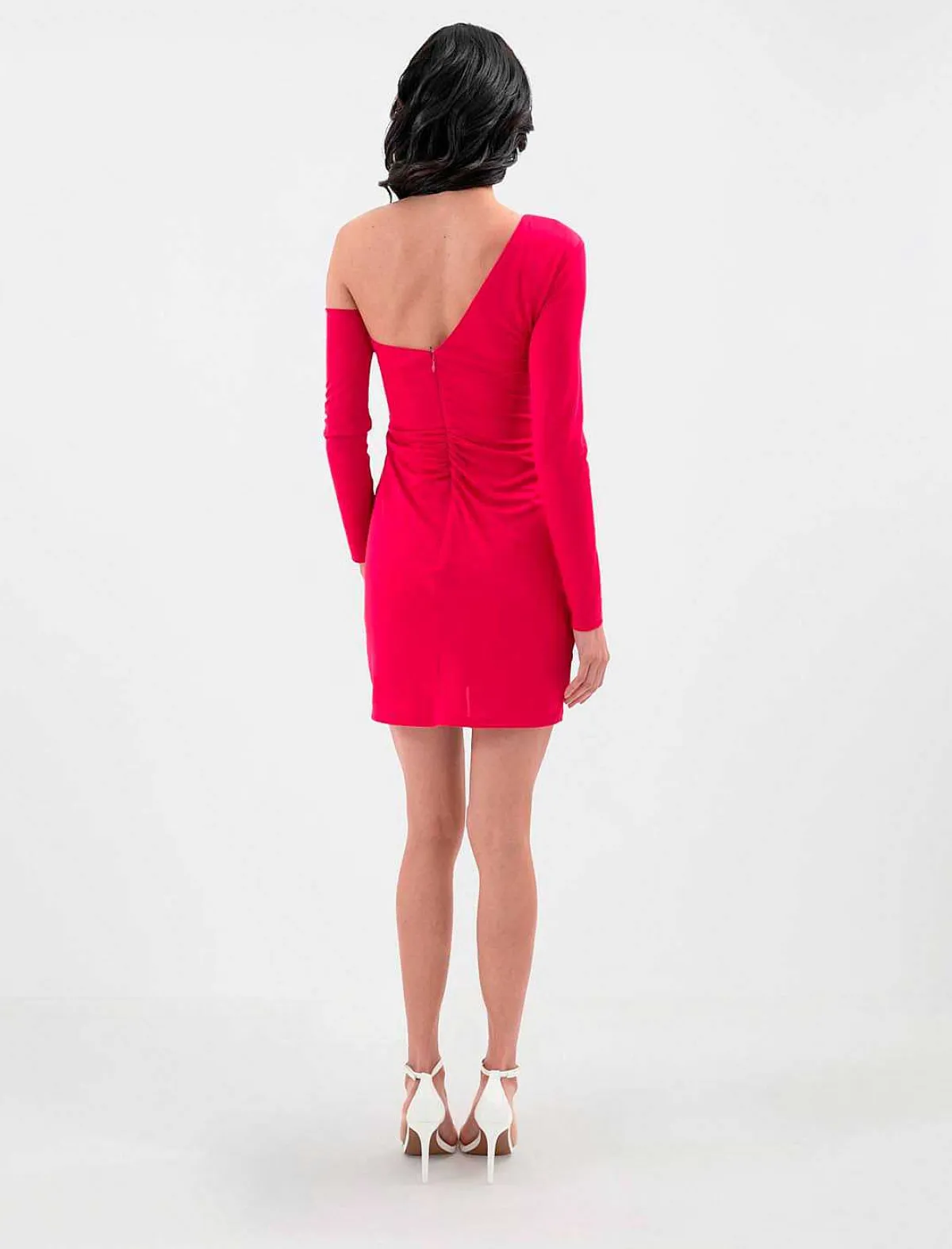 Outlet Asymmetric Fruncted Cut Dress With Wheel Women Night