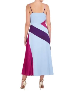 Cheap Colorblock Chevron Wide Dress Women Cocktail