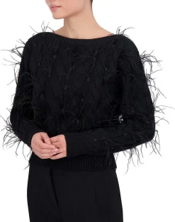 Fashion Crop Asymmetric Sweater Pullover With Plumas Women Sweaters