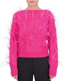Clearance Crop Asymmetric Sweater Pullover With Plumas Women Sweaters
