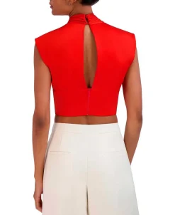 Best Sale Crop Blouse Halter Effect Drapeed Cutout Women Tops