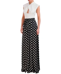 Hot Crop Blouse Halter Effect Drapeed Cutout Lunares Women Tops