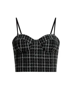 Store Crop Top Bustier Tweed With Cuadros Women Tops