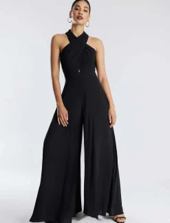 New Crossed Halter Jumpsuit Pierna Ancha Women Jumpsuits Rompers