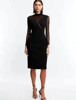 Shop Cuello High Wide Sleeve Fitness Midi Dress Women Night