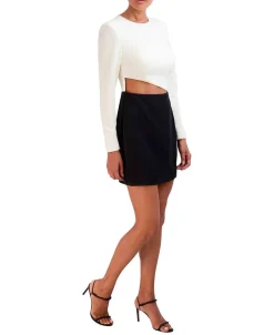 Flash Sale Cutout Color Block Short Dress Women Cocktail