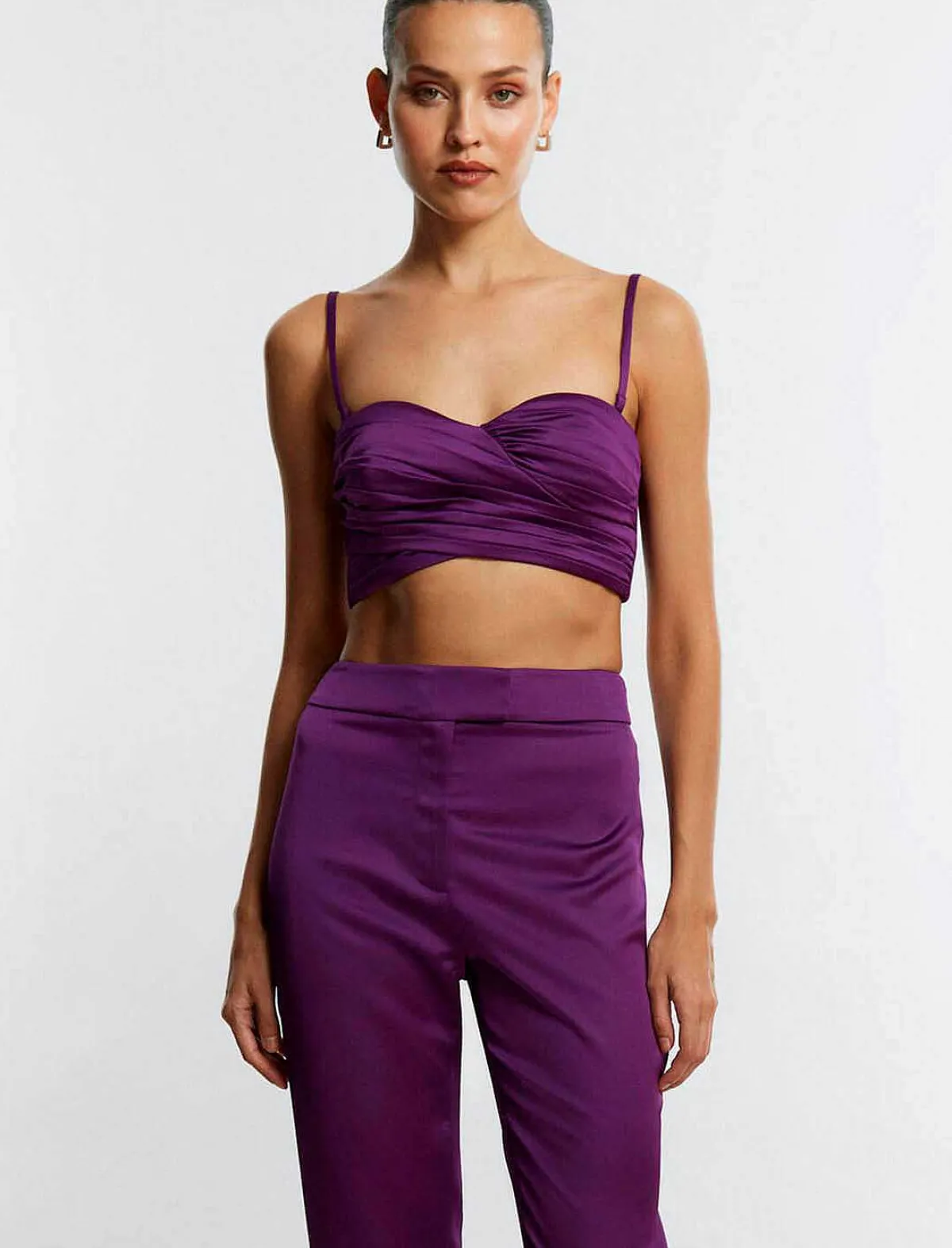 Online Escote Corazon Fruncido Crop Top Women Tops