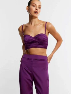 Online Escote Corazon Fruncido Crop Top Women Tops
