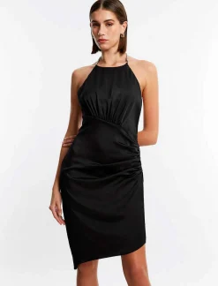 Outlet Escote Pedreria Fruncted Cut Dress Women Cocktail