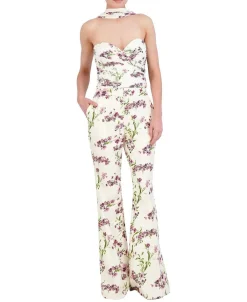 Cheap Floral Drape Crop Top Bustier Women Tops