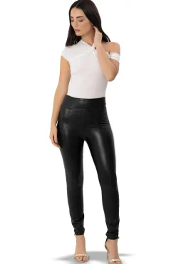 Discount High Waist Leggings Paneles Piel Syntetica Women Leggings