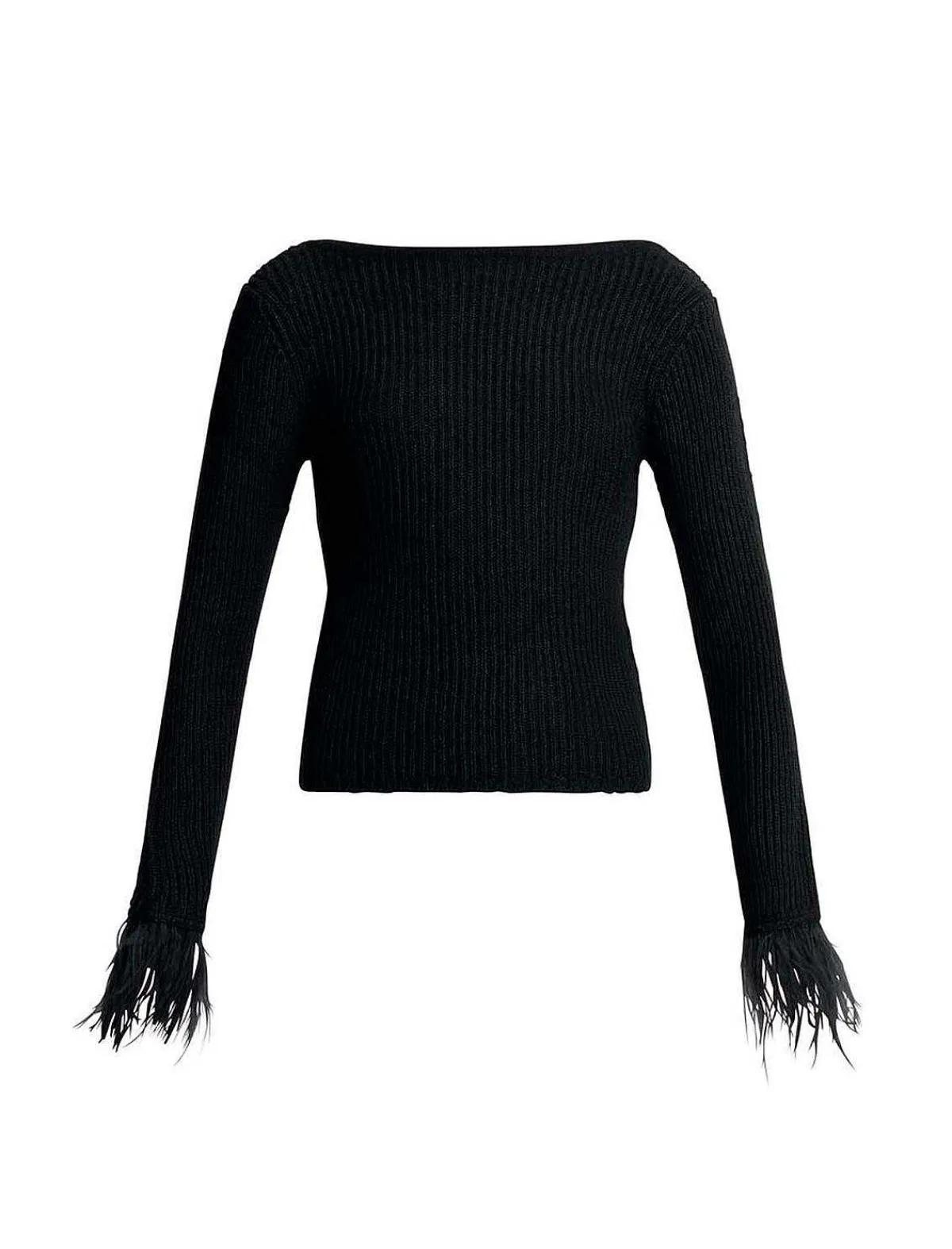 Best Large Sleeve Ribbed Sweater Pullover With Plumas Women Sweaters