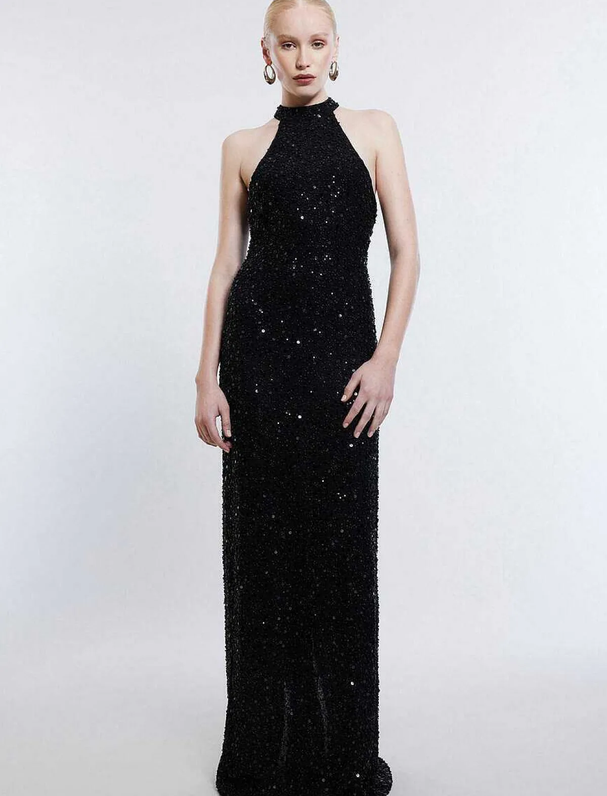 Fashion Lentejuela Large Halter Night Dress Women Night