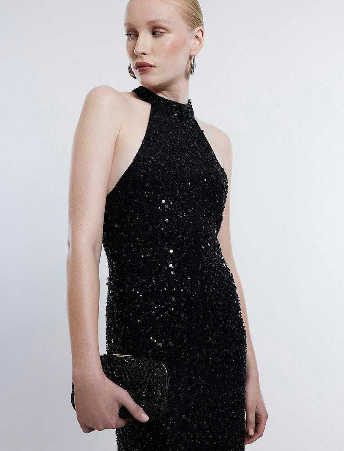 Fashion Lentejuela Large Halter Night Dress Women Night