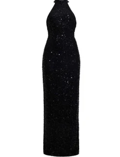 Fashion Lentejuela Large Halter Night Dress Women Night