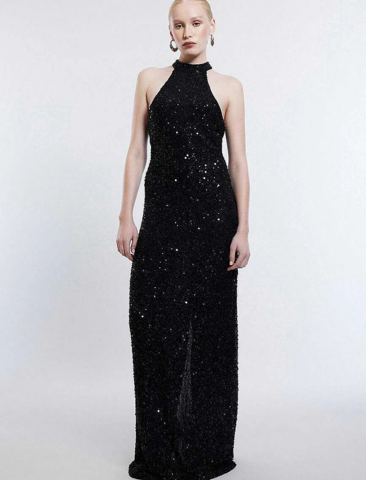Fashion Lentejuela Large Halter Night Dress Women Night