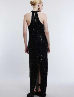 Fashion Lentejuela Large Halter Night Dress Women Night