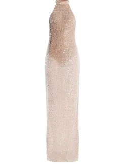 Sale Lentejuela Large Halter Night Dress Women Night