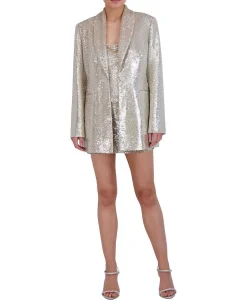 Sale Lentejuelas Straight Blazer Women Outerwear