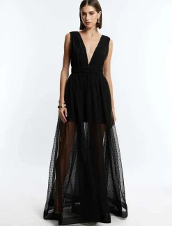Clearance Lunares Wide Tul Dress Women Night