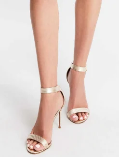 Flash Sale Metallic Heel Shoes With Adjustable Strap Women Shoes