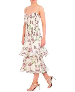 Discount Midi Dress With Floral Stripes With Wheel Women Cocktail