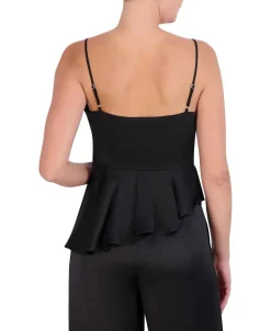 New Peplum Satin Asymmetric Blouse Women Tops