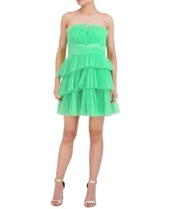 Discount Pleated Tul Short Dress Women Night