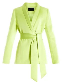Store Satin Blazer With Lace On Waist Women Outerwear