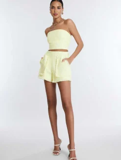 Sale Tweed Waist Short With Flecks Women Pantalones