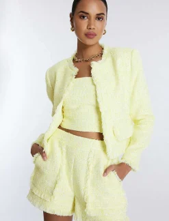 Sale Tweed Waist Short With Flecks Women Pantalones