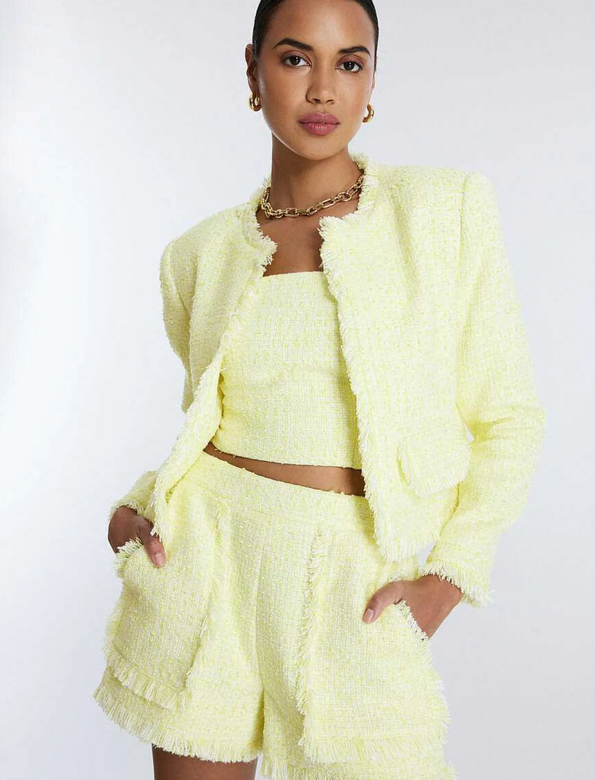 Sale Tweed Waist Short With Flecks Women Pantalones