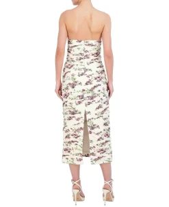 Shop V-Drapeed V-Shirt Floral Midi Dress Women Cocktail