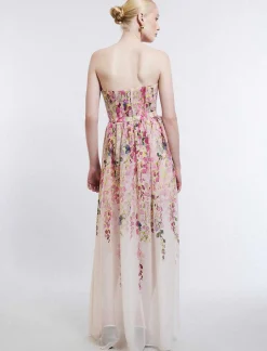 Discount Wide Floral Bustier Dress Women Night