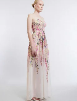 Discount Wide Floral Bustier Dress Women Night