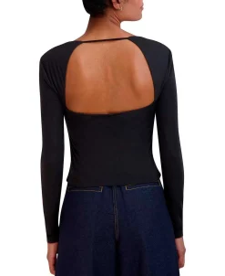 Online Wide Sleeve Drapeed Effect Blouse Women Tops
