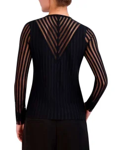 Best Wide Sleeve Rayas Terciopelo Blouse Women Sweaters